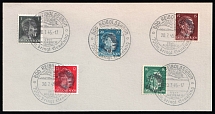 1945 BAD REIBOLDSGRUN Local Issue 1pf - 20pf on piece, Germany, Overprint on Hitler's head (Commemorative Cancellation)