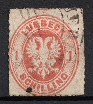 1863 1s Lubek, German States, Germany (Mi. 9 A, Used, CV $260)