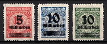 1923 Weimar Republic, Germany (Mi. 334 B - 336 B, Full Set, CV $40, MNH)