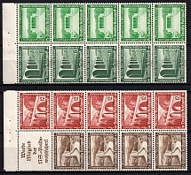 1936 Third Reich, Germany, Se-tenants, Zusammendrucke, Blocks (Mi. H-Bl. 107 B, 108 B, CV $70)