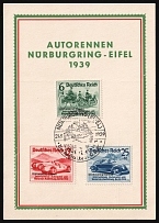 1939 (21 May) 'Nurburgring-Eifel Car Race', Third Reich, Germany, Postcard franked with full set of Mi. 695 - 697 (Commemorative Cancellation, CV $300)