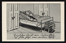 1936-1944 'Greetings from the dark place' Military Caricature Propaganda Postcard, Third Reich Nazi Germany, 2nd printing