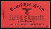 1940-41 Complete Booklet with stamps of Third Reich, Germany, Excellent Condition (Mi. MH 39.2, CV $310)