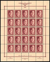 1942 30gr General Government, Germany, Full Sheet (Mi. 89, CV $30, MNH)