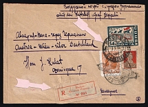 1930 Russia USSR Zeppelin Post LZ 127 Moscow registered cover fr. 14k 1st Cavalry Army + extra stamps via Friedrichshafen (Bodensee) to Vienna Wien Austria Air Mail