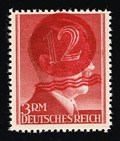 1945 HOLZHAUSEN Local Issue 3RM, Germany, Overprint on Hitler's head (PROOF, Signed, MNH)