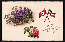 1934 'Happy Birthday Wishes', Propaganda Postcard, Third Reich Nazi Germany