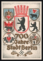 1937 '700 Years of the City of Berlin', Propaganda Postcard, Third Reich Nazi Germany (Grey Background)