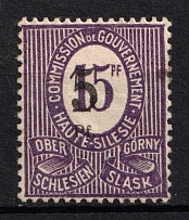 1920 5pf on 15pf Joining of Upper Silesia, Germany (Mi. 10 F, Print Error, CV $240)