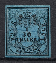 1853 1/30th Oldenburg, German States, Germany (Mi. 2 I, Used, CV $50)