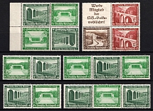 1936 Third Reich, Germany, Se-tenants, Zusammendrucke, Blocks of Four (Mi. W 119 - W 122, W 111, W 115, Signed, CV $30)