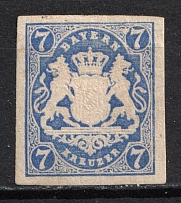 1868 7kr Bavaria, German States, Germany (Mi. 21 a, CV $650)