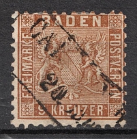 1862-65 9kr Baden, German States, Germany (Mi. 15, Canceled, CV $130)