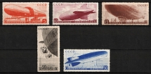 1934 The Airships of the USSR, Soviet Union, USSR, Russia (Zv. 380 - 384, Full Set, CV $675)