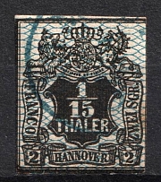 1856-57 1/15th Hannover, German States, Germany (Mi. 11, Used, CV $130)