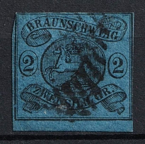 1853 2sgr Braunschweig, German States, Germany (Mi. 7 a, Used, CV $100)