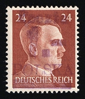 1945 1zl on 24pf Legnica Local Issue on Hitler's Head, Poland (Fischer 9, CV $80)