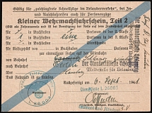 1941 (6 Sep) Third Reich, Germany, Small Wehrmacht Train Ticket, Field Post Feldpost (Blue Handstamp, Used)