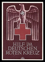 1943 'Help in the German Red Cross', Propaganda Postcard, Third Reich Nazi Germany