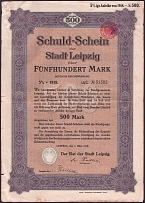 1918 (1 Mar) Leipzig, German Empire, Germany, 5% Promissory Note for 500 Marks