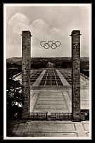 1933-1945 'Berlin - Reichssportfeld. View from the German battlefield through the Eastern Gate', Propaganda Postcard, Third Reich Nazi Germany