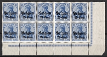 1916-18 25c Belgium, German Occupation, Germany, Block (Mi. 18, Corner Margin, CV $30, MNH)