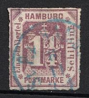 1866 1 1/4s Hamburg, German States, Germany (Mi. 20, Canceled, CV $60)