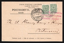 1915 Nikolaistad (Vaasa) Censorship, WWI Censored postcard from Jakobstad with violet letters censor handstamp 'Censorship Nikolaistad'