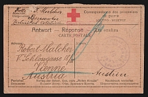 1916 Irkutsk Censorship, WWI Censored POW postcard from Irkutsk to Austria with violet round censor handstamp 'Military censor 16' and Austria cs