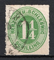 1864 1 1/4s Schlezwig, German States, Germany (Mi. 4, Used, CV $30)