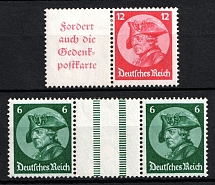 1933 Third Reich, Germany, Se-tenants, Zusammendrucke (Mi. W 45, WZ 9, CV $50)