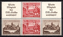 1939 Third Reich, Germany, Se-tenant, Zusammendrucke, Block (Mi. W 141, W 145, CV $60, MNH)