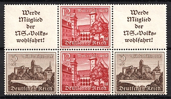 1939 Third Reich, Germany, Se-tenant, Zusammendrucke, Block (Mi. W 141, W 145, CV $60, MNH)