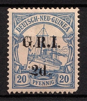 1914 2d on 20pf British Occupation of New Guinea, Kaiser’s Yacht, 'G. R. I.', German Colonies, Germany (Mi. 4 II, CV $40)