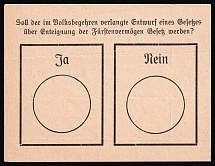 Third Reich, Germany, Ballot Paper