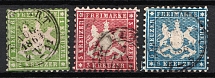 1863-64 Wurttemberg, German States, Germany (Mi. 25 - 27, Signed, Used, CV $120)