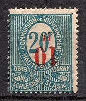 1920 10pf on 20pf Joining of Upper Silesia, Germany (Mi. 11 XIV, INVERTED Overprint, Signed, Unpriced, CV $---)