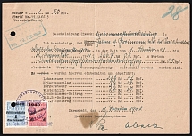 1942 (19 Feb) Darmstadt, Third Reich, Germany, Declaration of income with an indication of tax benefits, Commission 1rm 50rpf