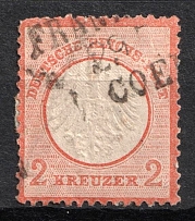 1872 2kr German Empire, Small Breast Plate, Germany (Mi. 8, Canceled, CV $520)