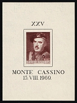 1969 Poland, 25th Anniversary of the Battle of Monte Cassino, Cinderella, Souvenir Sheet