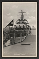 1933 'North Sea resort Wilhelmshaven - Commissioning of the ironclad. Germany' 1. IV. 33', Propaganda Postcard, Third Reich Nazi Germany