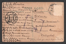 1917 Odessa Censorship, WWI Censored POW postcard from Austria to Odessa with violet boxed handstamp 'DC 356 (ДЦ)'