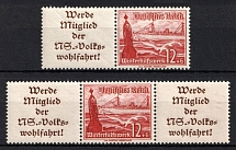 1937 Third Reich, Germany, Se-tenants, Zusammendrucke, Pair (Mi. W 127, W 128, CV $30)