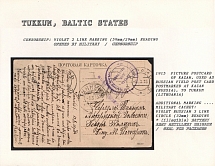 1915 Picture Postcard of Kazan, used as Russian Field Post Card Postmarked at Kazan (Russia), to Tukkum (Lithuania). TUKKUM Censorship: violet 2 line marking (59 mm/ 29 mm) reading