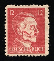 12pf Hitler-Skull, 'Futsches Reich', Private Propaganda Forgery of Hitler Issue, Anti-German Propaganda (Mi. 17, CV $100, MNH)