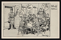 1936-1944 'Cheers, Mr. Sergeant Major' Military Caricature Propaganda Postcard, Third Reich Nazi Germany, 2nd printing