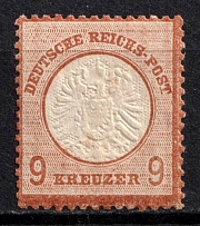 1872 9kr German Empire, Large Breast Plate, Germany (Mi. 27 a, CV $800)