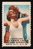 1938 'Exhibition Healthy Living Happy Creation Berlin', Propaganda Label Stamp, Third Reich Nazi Germany