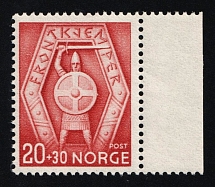 1943 Norway, Aid for Frontier Guardsmen and Norwegian Nazi Volunteers (Mi. 291, Sc. B 31, Margin, MNH)