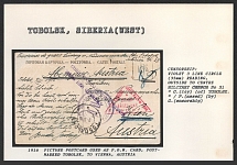 1916 Picture Postcard used as P.O.W. Card, postmarked Tobolsk , to Vienna,  Austria. TOBOLSK Censorship: violet 3 line circle (35 mm) reading